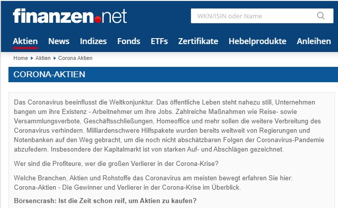 "Corona-Aktien" im Aufwind