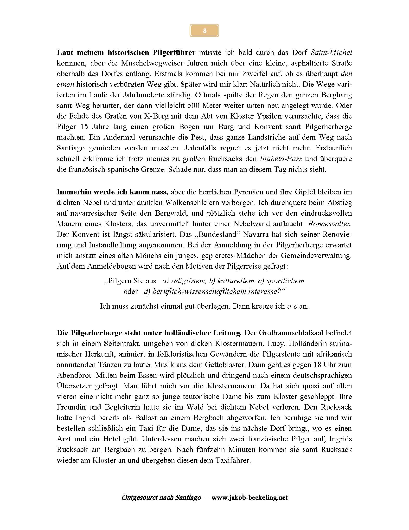 Pilgerherberge Roncesvalles -- 
www.jakob-beckeling.net