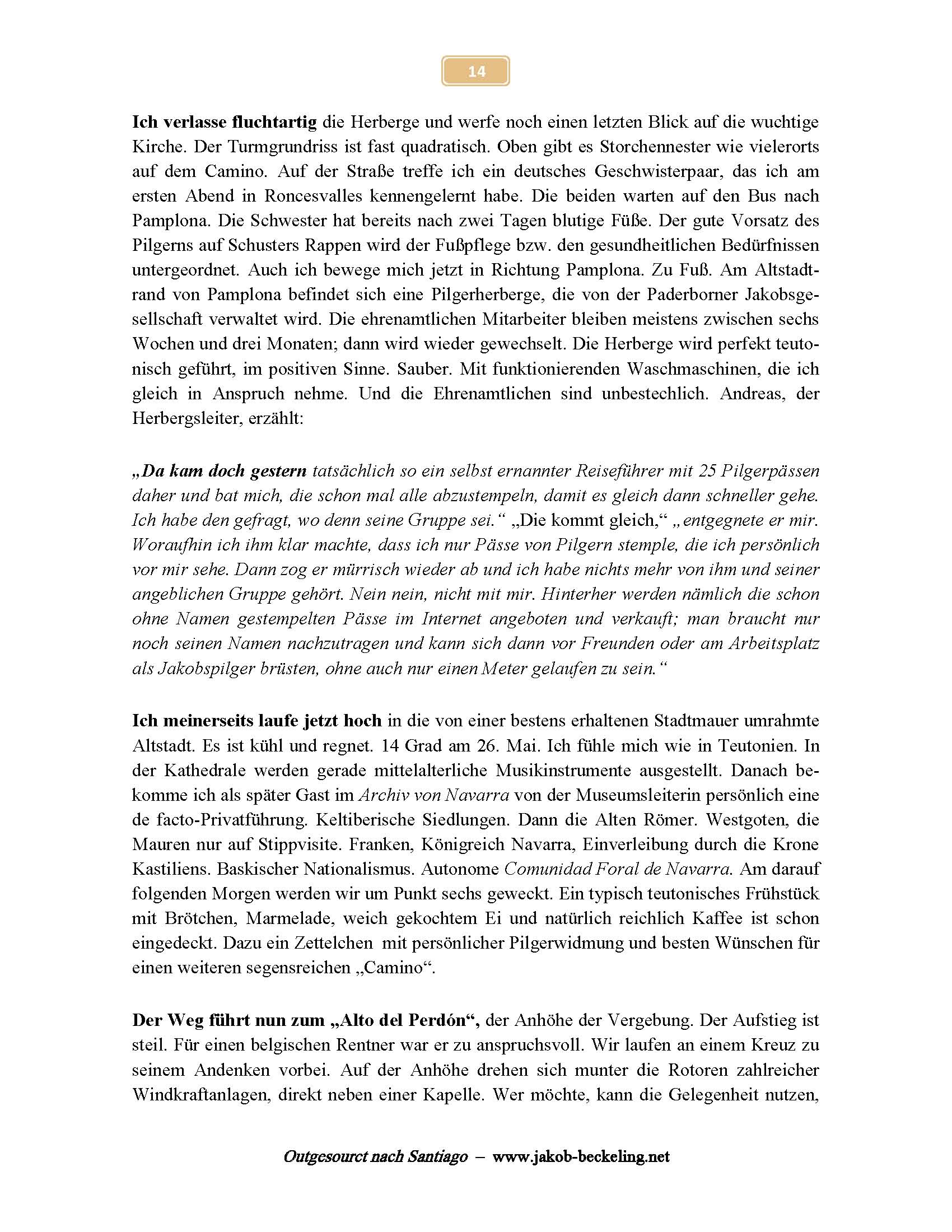Pilgerpass-Betrug Pamplona -- 
www.jakob-beckeling.net