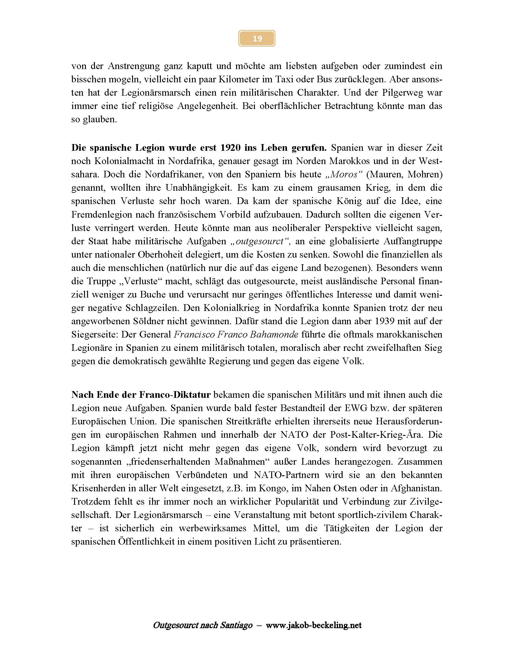 Outsourcing im Milit&auml;rwesen. Fremdenlegion und Spanische Legion. -- 
www.jakob-beckeling.net