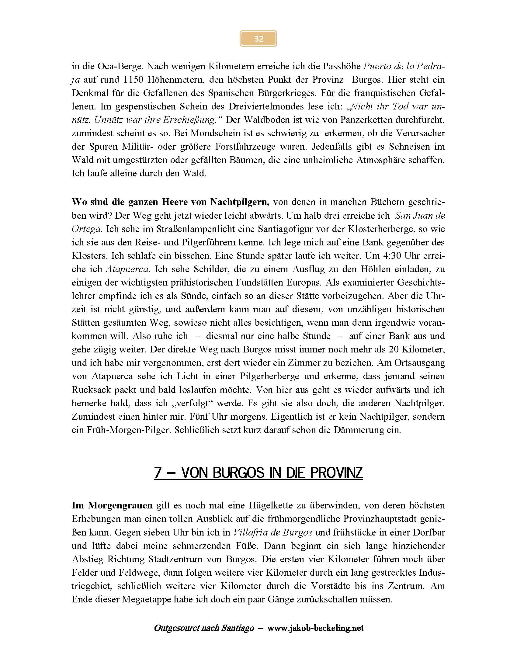 Nachtpilgern durch die Oca-Berge nach Burgos -- 
www.jakob-beckeling.net