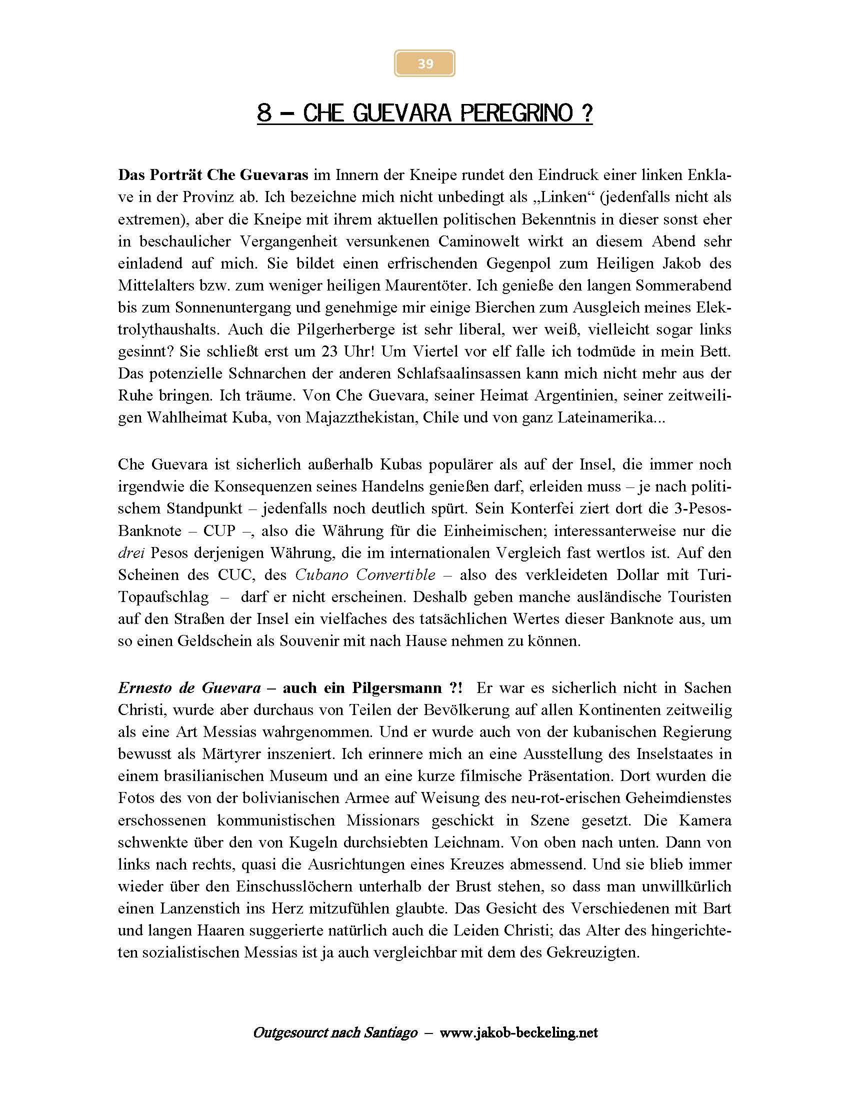 Che Guevara - auch ein Pilgersmann? Dorfbar "El Tachu" Itero de la Vega --
www.jakob-beckeling.net