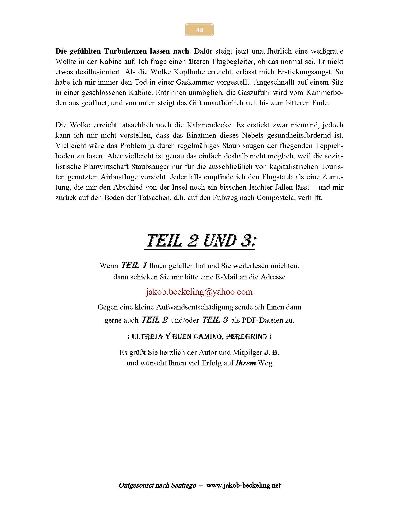 Zur&uuml;ck von Santiago de Cuba nach Compostela -- 
www.jakob-beckeling.net